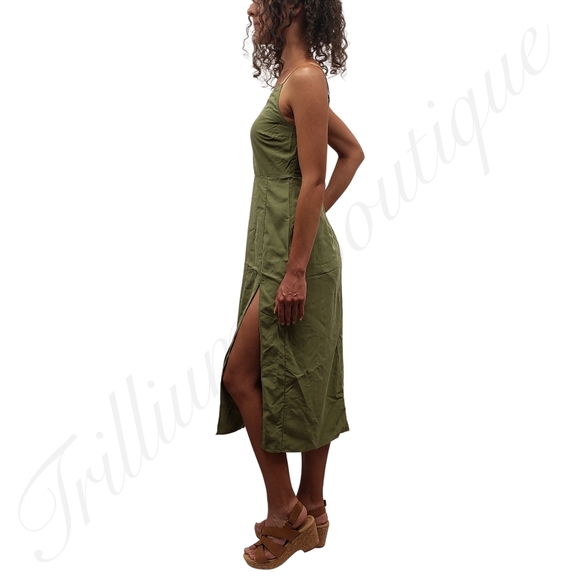 ABERCROMBIE & FITCH Women's Keyhole Halter Midi Dress Green XS NWT - Picture 5 of 6